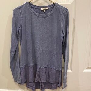 Anthropologie Long Sleeve Layered Top - Dusty Blue